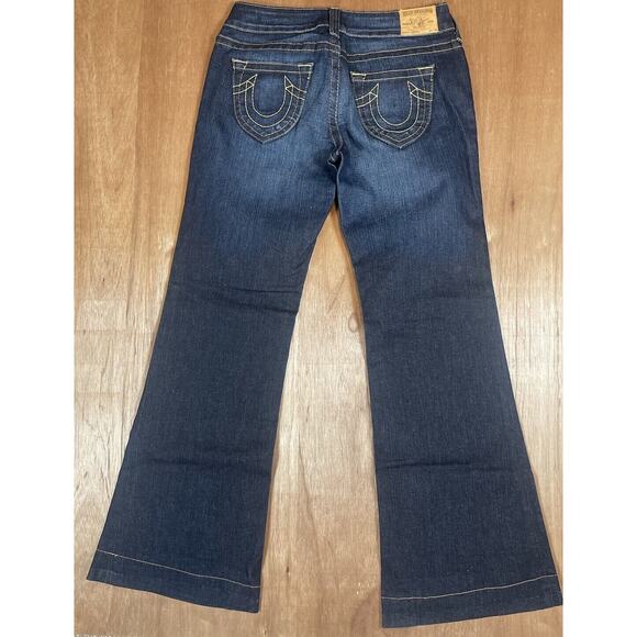 True Religion Jeans Womens Sz 30 Bootcut Dark Wash 34 X 32 Candice Embellished - Picture 2 of 16